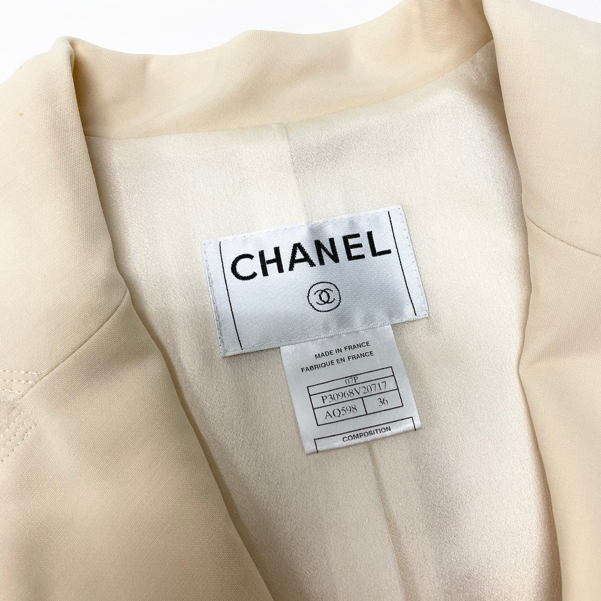 @C CHANEL 2007 Spring 07P White Ivory Safari Jacket 4-Pocketnu1