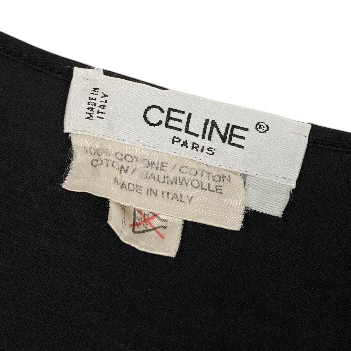 @Ig16 CELINE Vintage Carriage Logo Embroidered T-Shirt Black Cotton Womeno07t