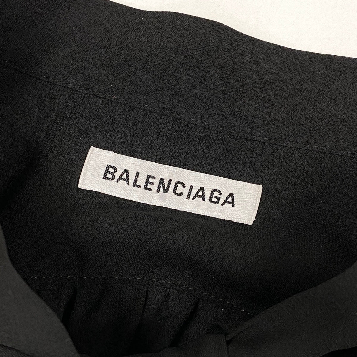 Eh10 BALENCIAGA Bow Tie Chiffon Blouse Ribbon Black Size 40 Women'so07t