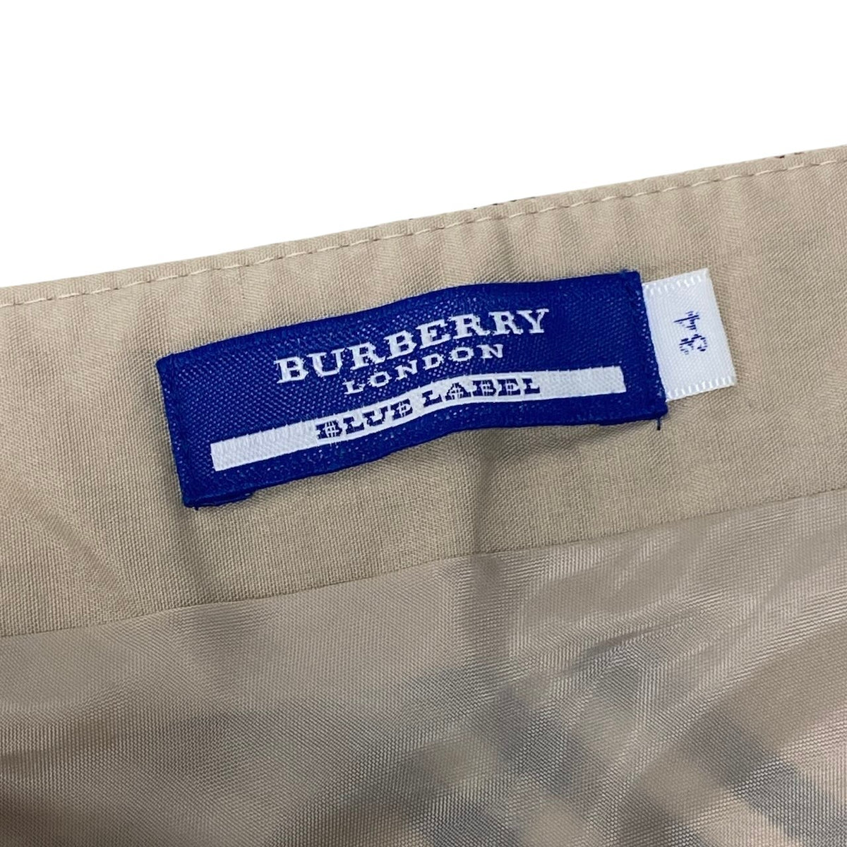 @Ig6 Burberry London Blue Label Nova Check Flare Knee Skirt Beige Size 34 FL525-400 Women'so07t