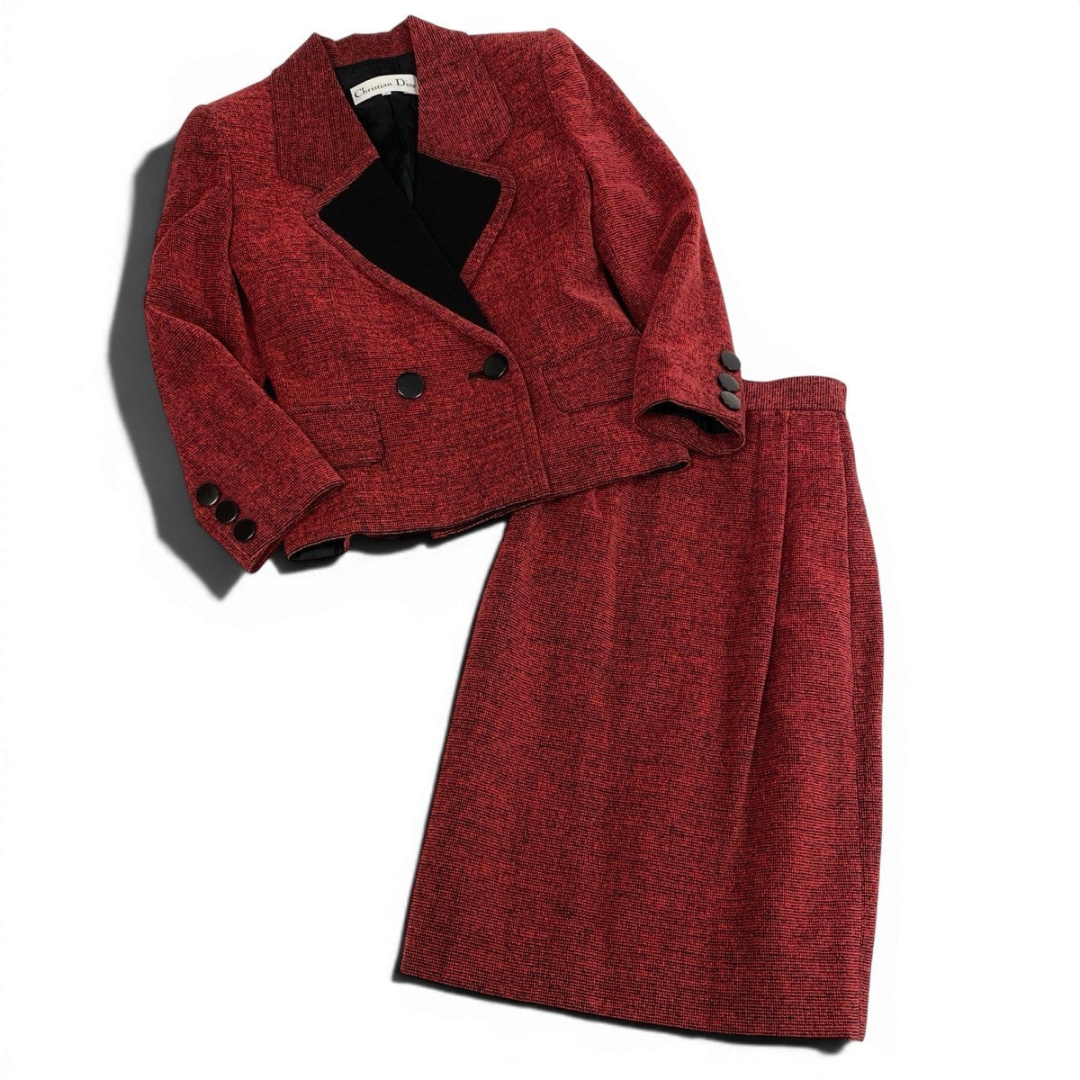 8f5Christian Dior Tweed Skirt Suit Set (Two-tone)u02t
