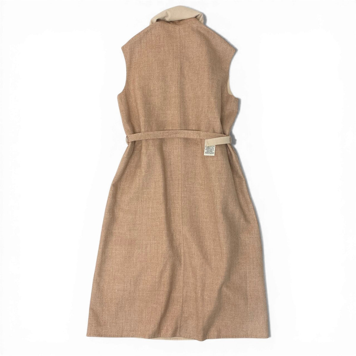@E HERMES Hermes Double Face Wrap Coat Sleeveless Long Cashmere Pink Beige Size 38 Women NEW w/Tagnu1