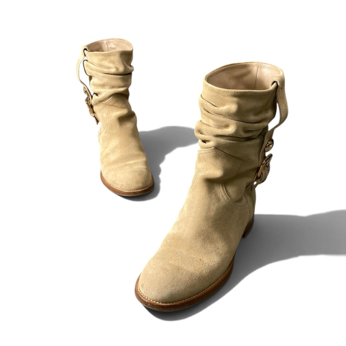 h12Louis Vuitton Draped Engineer Boots Suede Size 37 Women'sk02i