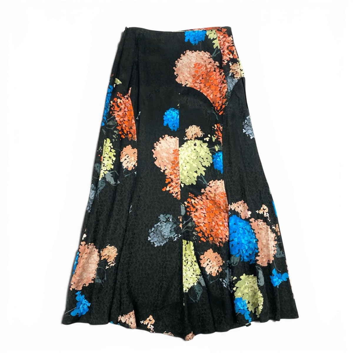 ＠Eb10 NEW ROCHAS 2024 Floral Print Flare Skirt Black Size 38 Women's Made in Italyk02i
