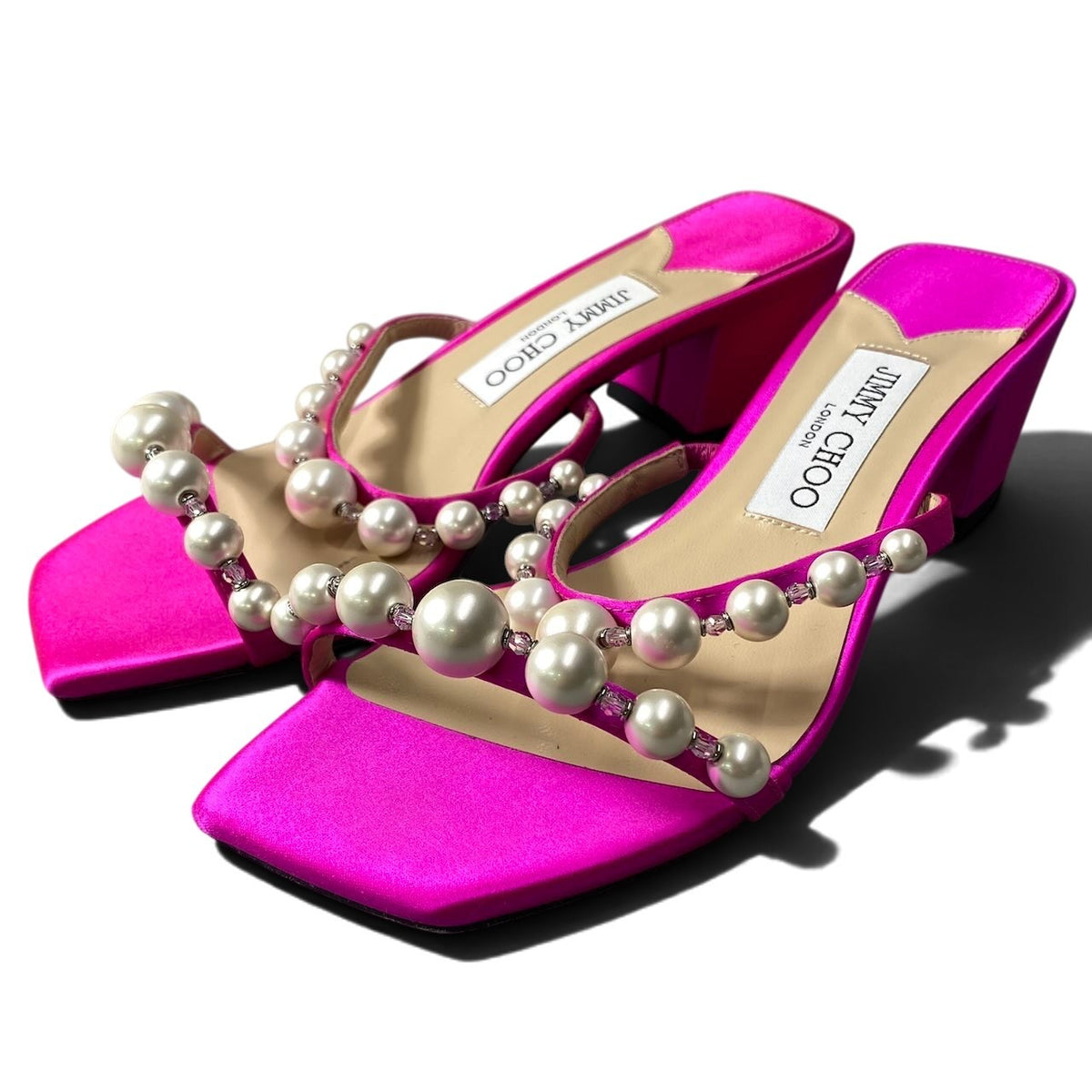 h10 JIMMY CHOO Amara 45 Pearl Sandals Made in Italy Size 36k02i