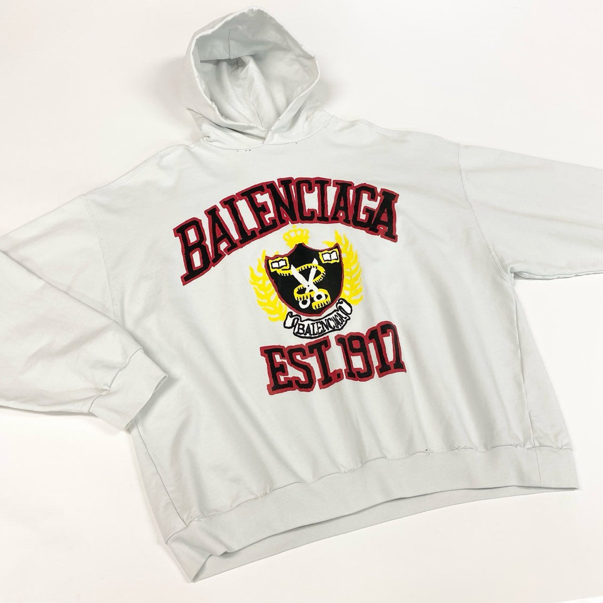 @d7 BALENCIAGA 2022 Distressed Hoodie White Size M Men's Demna Era Oversized Sweatshirtk02i