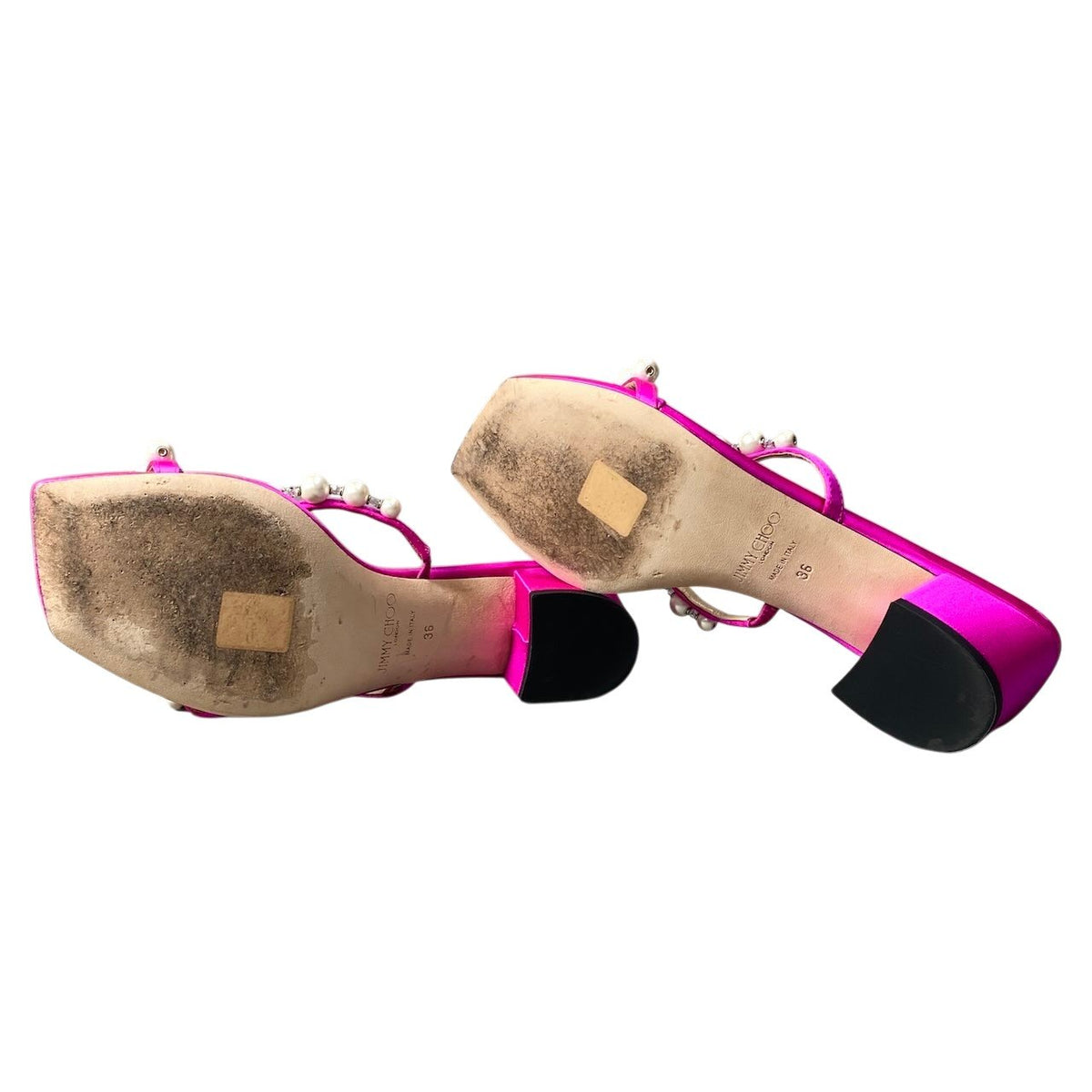h10 JIMMY CHOO Amara 45 Pearl Sandals Made in Italy Size 36k02i