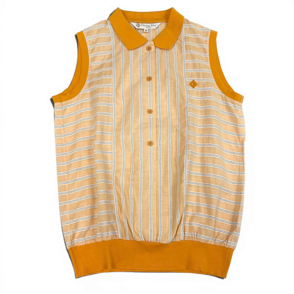@Eg6 Christian Dior Sports Sleeveless Striped Polo Shirt Orange Size M Women'so07t