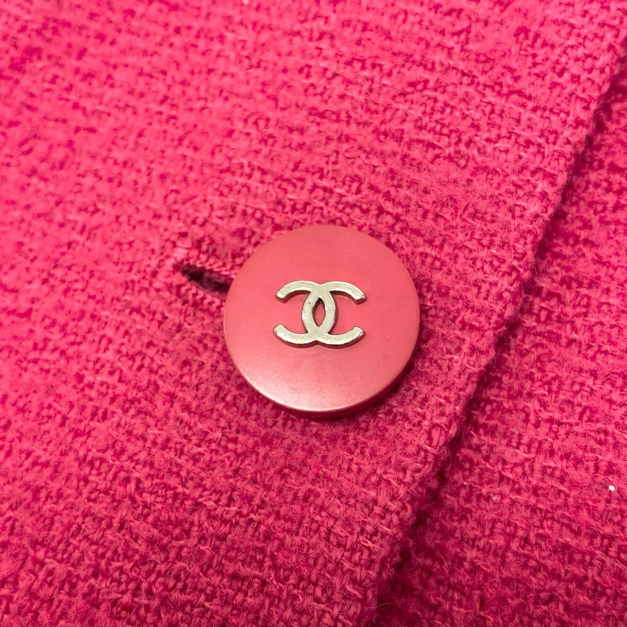 @ Ca28 CHANEL 1996 Vintage Tweed Jacket CC Button Pink 38 P06647u02t