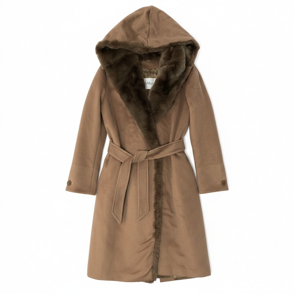 J@Ed20 E Max Mara Classic Carmel Alpaca Wool Coatnu1