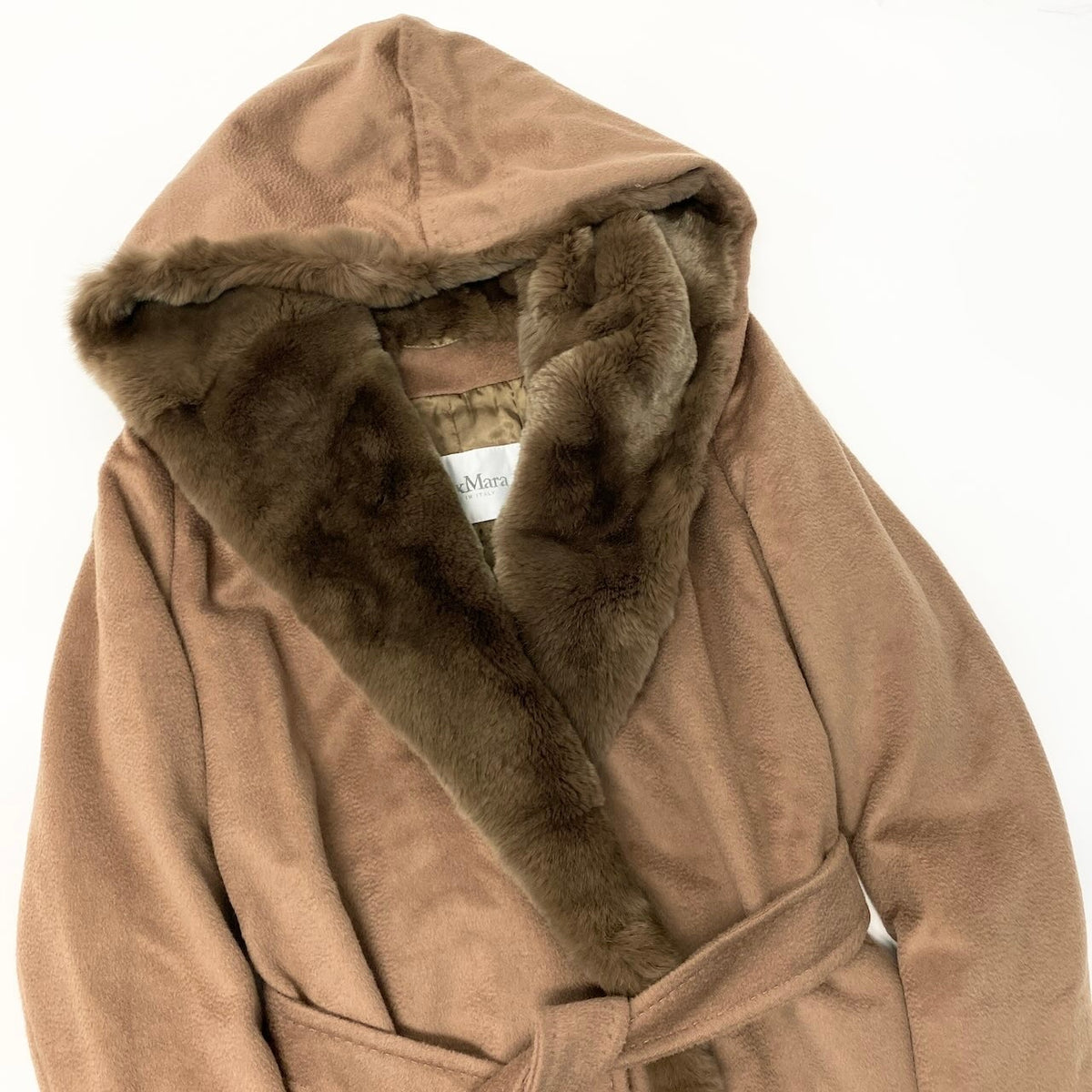 J@Ed20 E Max Mara Classic Carmel Alpaca Wool Coatnu1