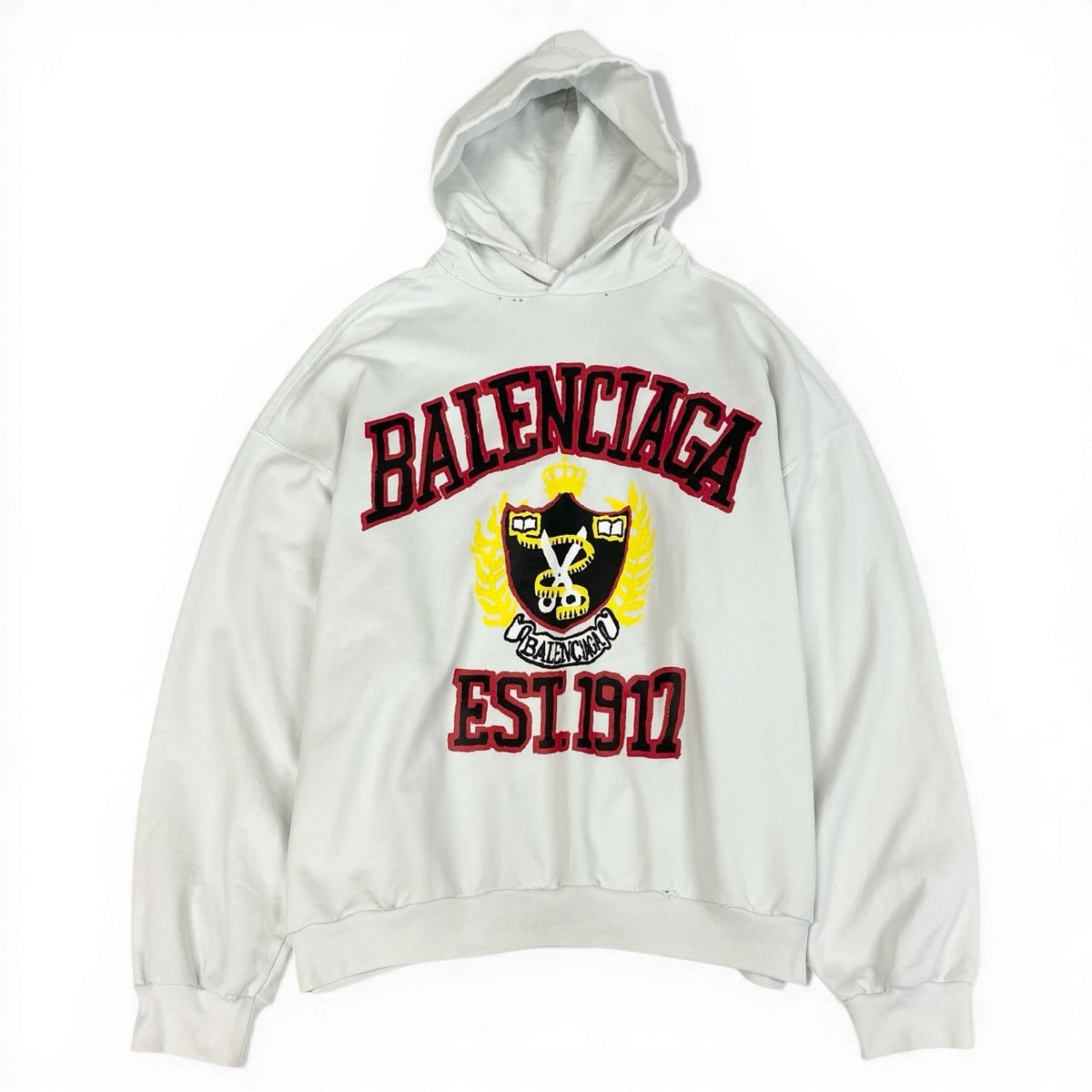 @d7 BALENCIAGA 2022 Distressed Hoodie White Size M Men's Demna Era Oversized Sweatshirtk02i