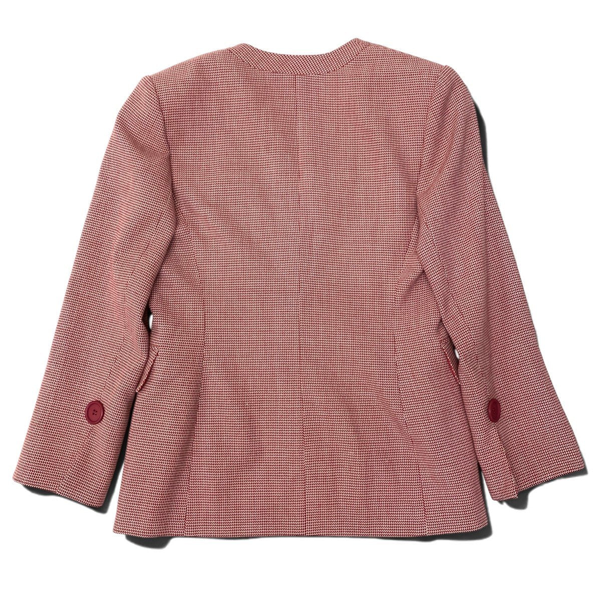 K Eh10 Christian Dior Collarless Wool Jacket All Over Pattern Size 9 Red White Women o07t