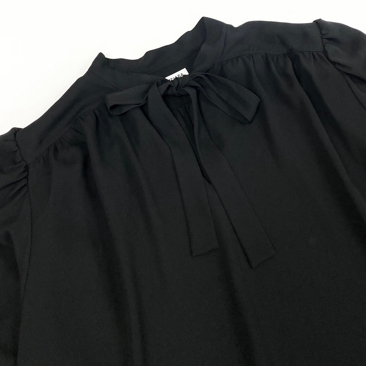 Eh10 BALENCIAGA Bow Tie Chiffon Blouse Ribbon Black Size 40 Women'so07t