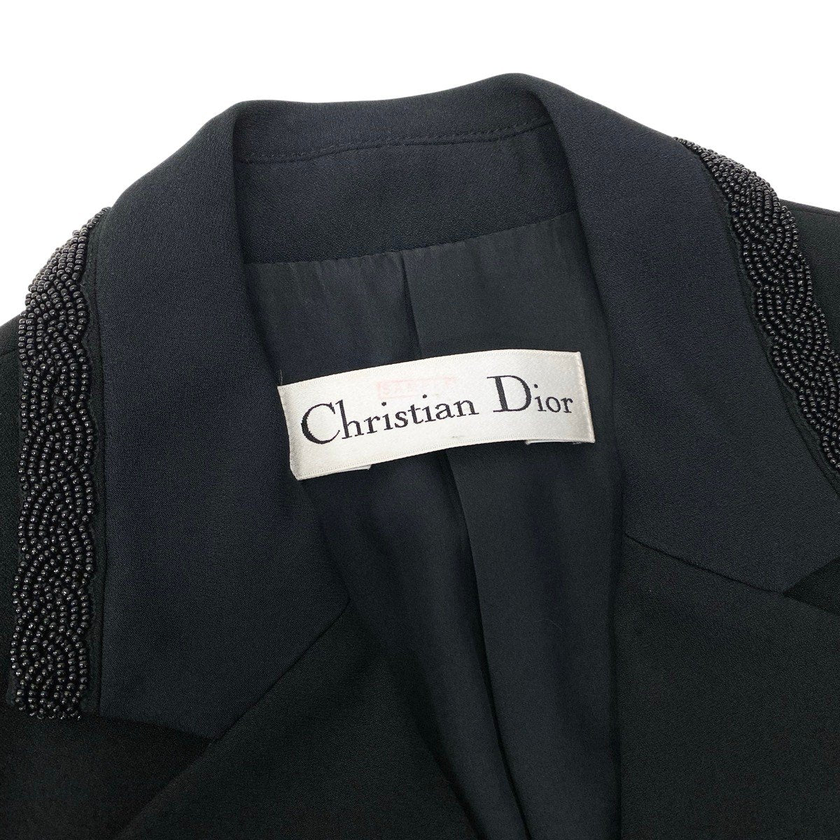 @L Eh10 Christian Dior Beaded Tailored Jacket Black Women’s Blazer Japan Vintage