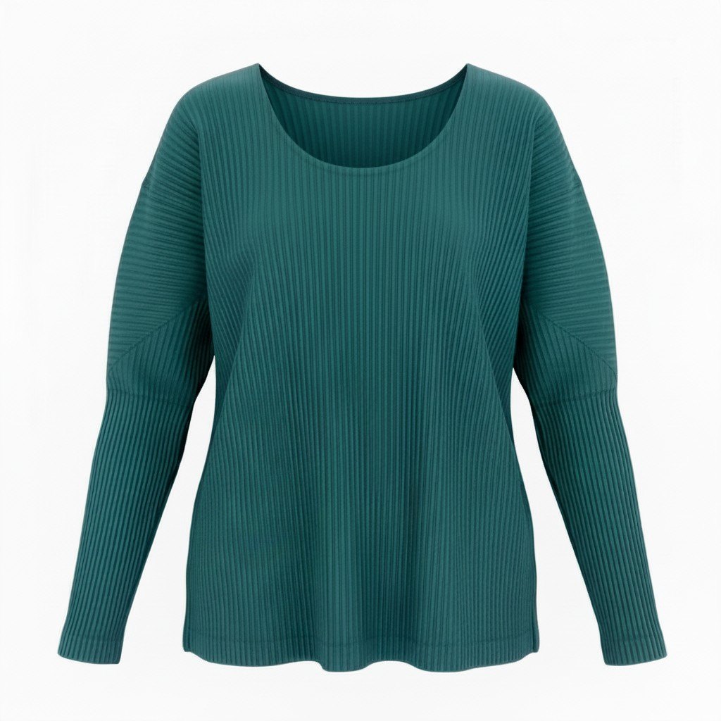 @Md12 HOMME PLISSE Pleated Cut and Sewn Tops Size 3 Green Men's Pleats Pleaseta1
