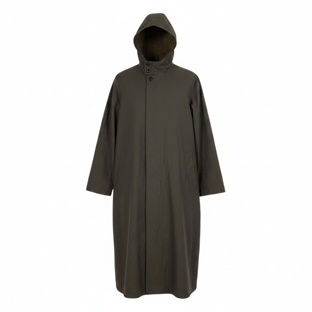 L Ah6 Y's BANG ON! Yohji Yamamoto Reversible Hooded Zip Long Coat Size 2 Khaki Men o07t
