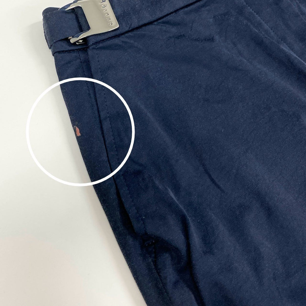 @Ed6 CELINE Knee-Length Pencil Skirt Size 36 Navy Side Logo Belt Stretch Women's Elegant Franceu02t