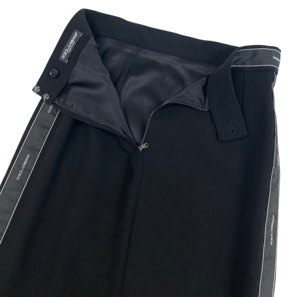 h17 Dolce & Gabbana Side Stripe Long Skirt Black Size 42 Women'sk02i
