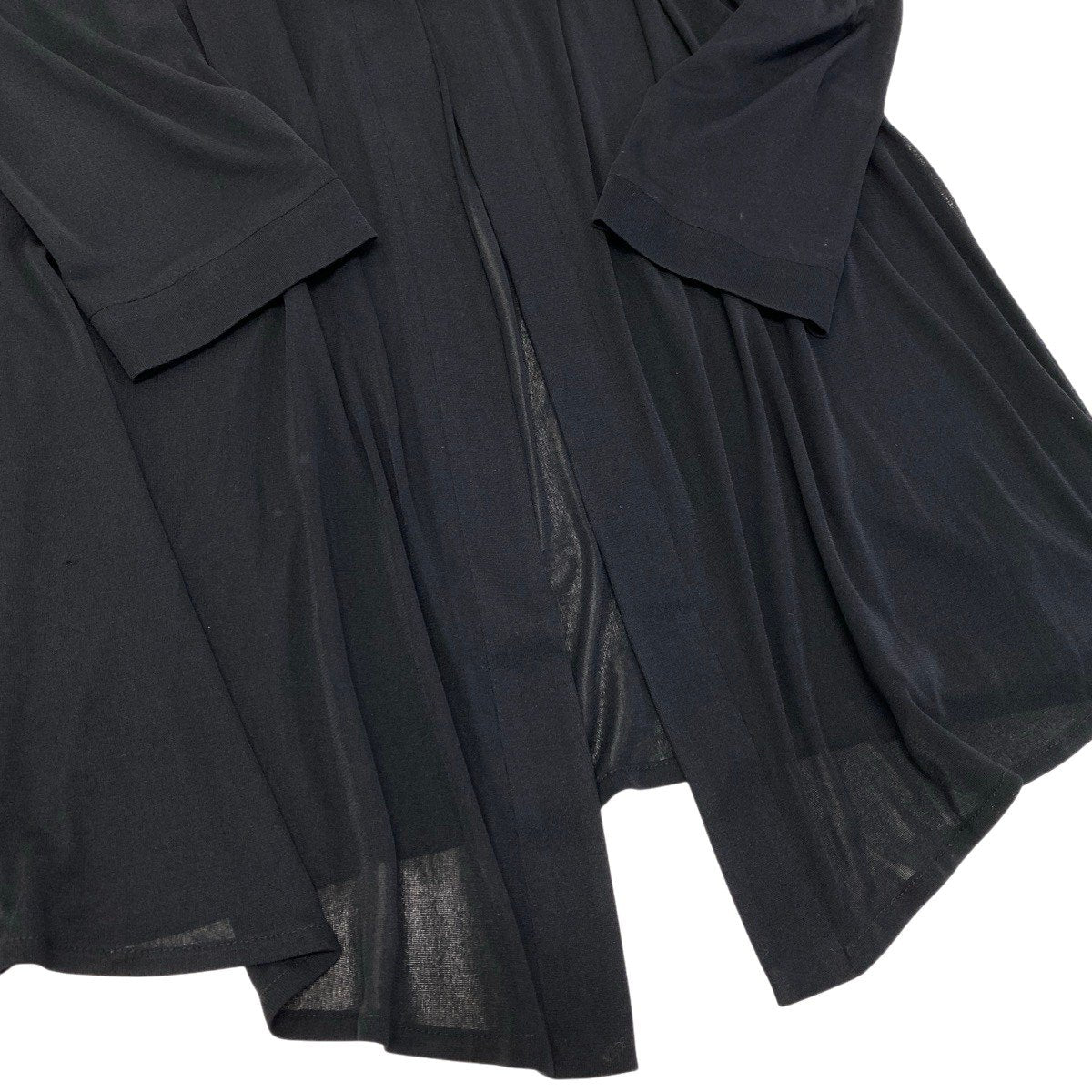 37g17 LEONARD FASHION レオナール ロング シアーカーディガン カンカン素材  サイズL ブラック レディースu02t