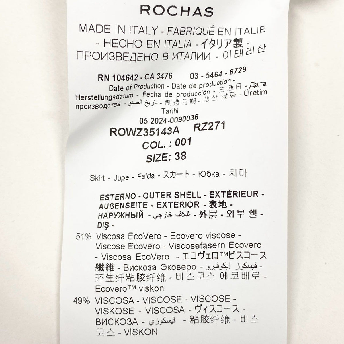 ＠Eb10 NEW ROCHAS 2024 Floral Print Flare Skirt Black Size 38 Women's Made in Italyk02i