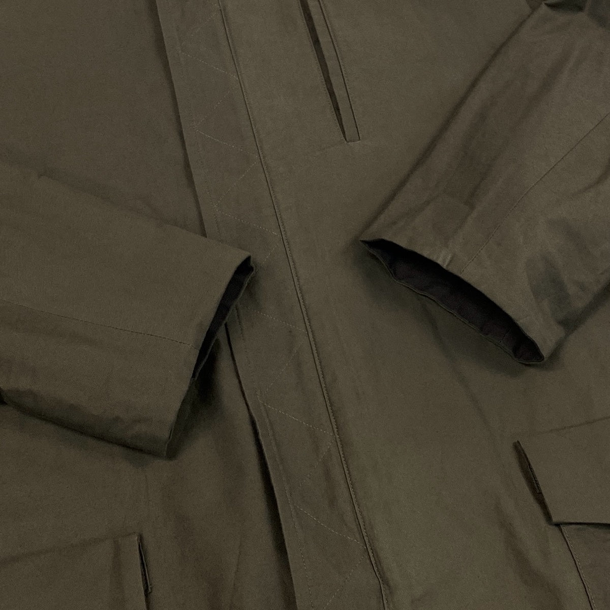 L Ah6 Y's BANG ON! Yohji Yamamoto Reversible Hooded Zip Long Coat Size 2 Khaki Men o07t