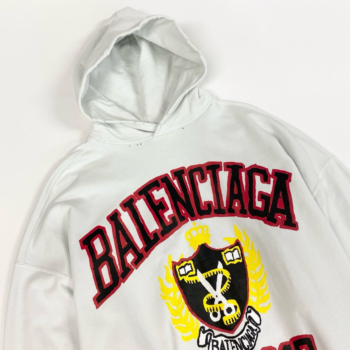 @d7 BALENCIAGA 2022 Distressed Hoodie White Size M Men's Demna Era Oversized Sweatshirtk02i