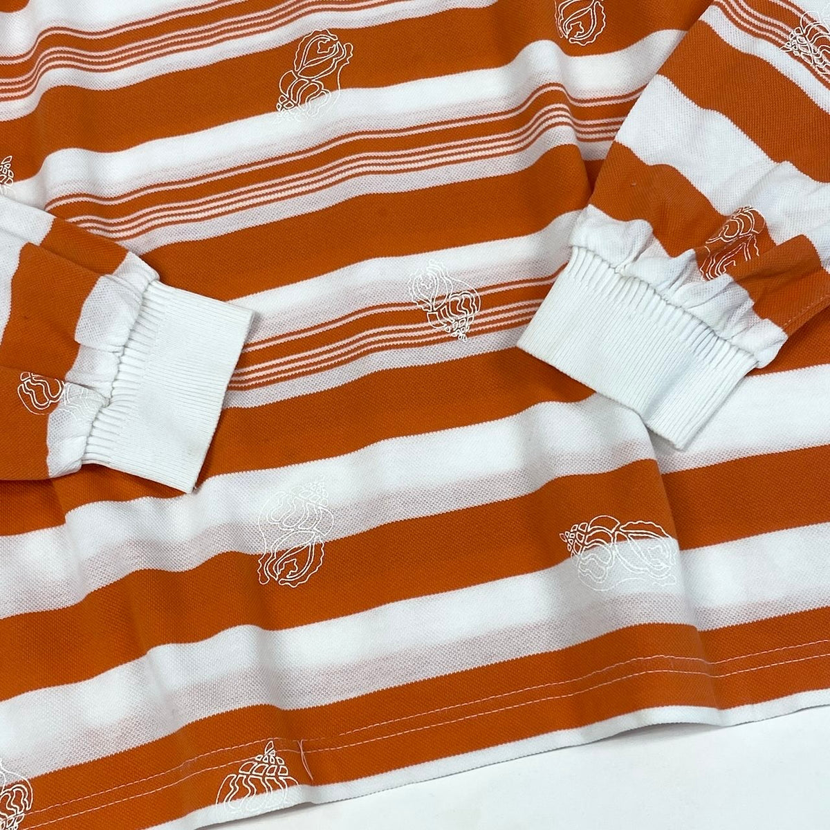 @Eg6 Christian Dior Sports Striped Long Sleeve Polo Shirt Orange White Cotton Size L Women'so07t