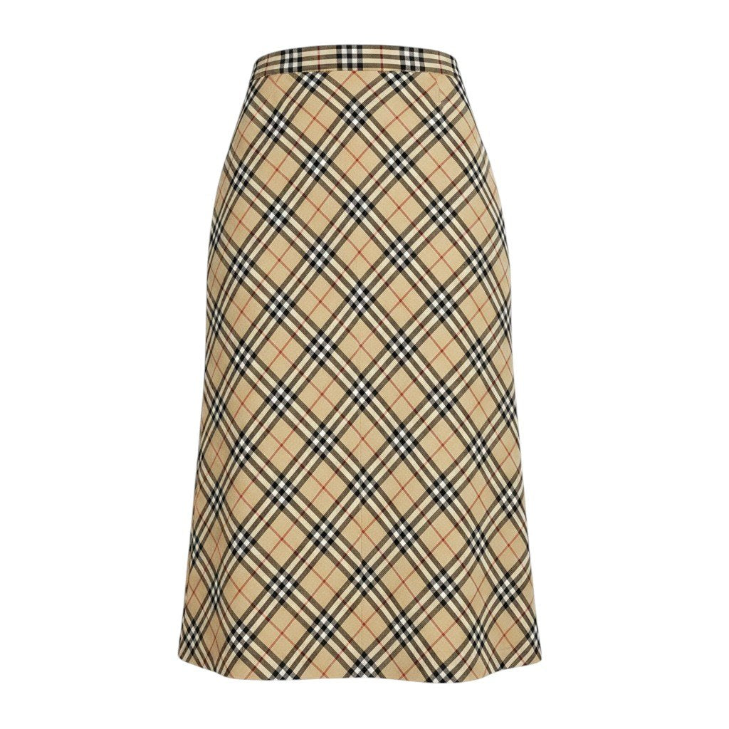@Ig16 BURBERRY LONDON BLUE LABEL Nova Check A-Line Midi Skirt Beige Size 38 Womeno07t