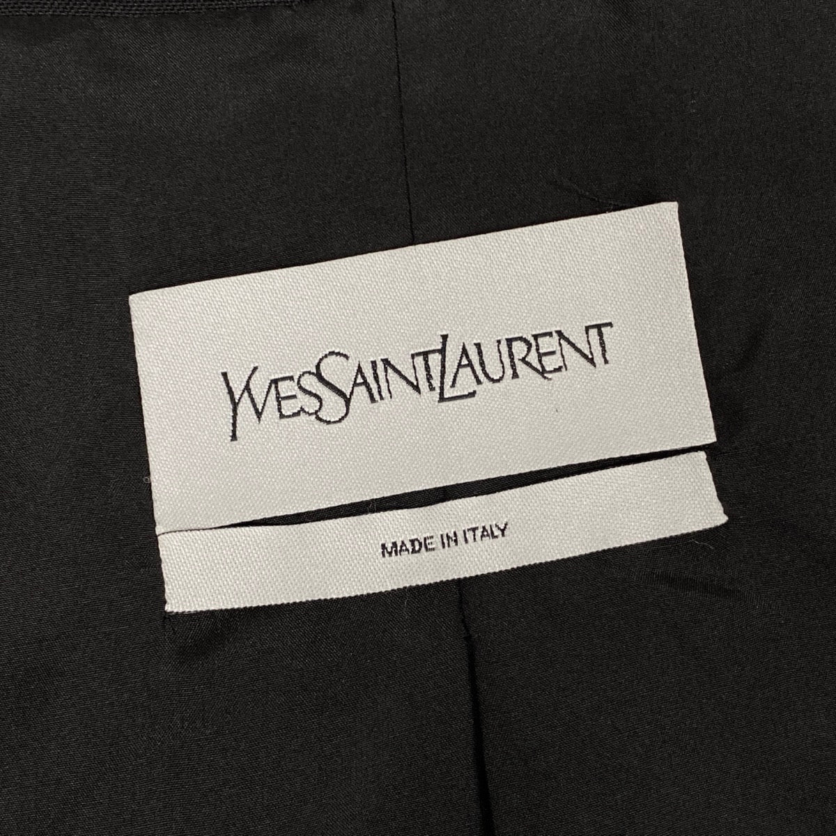 Ei7Yves Saint Laurent Silk Collarless Formal Jacket Black Women'so07t