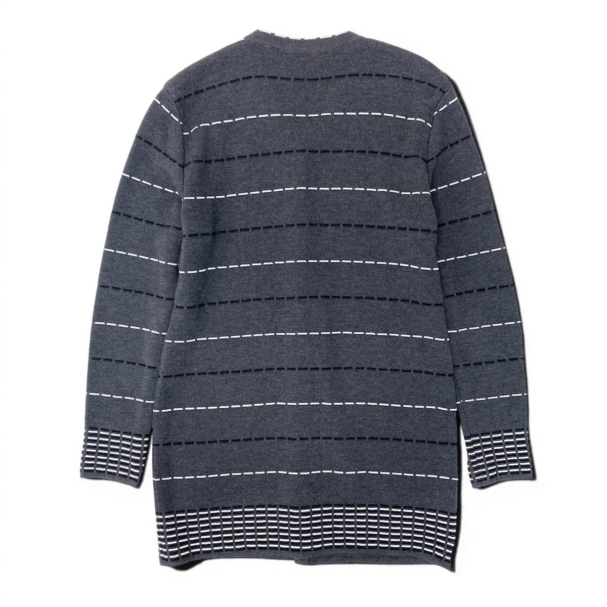 Ee29 Christian Dior KW30N4027 Striped Long Knit Cardigan Gray Wool Rayon Size M Women'so07t