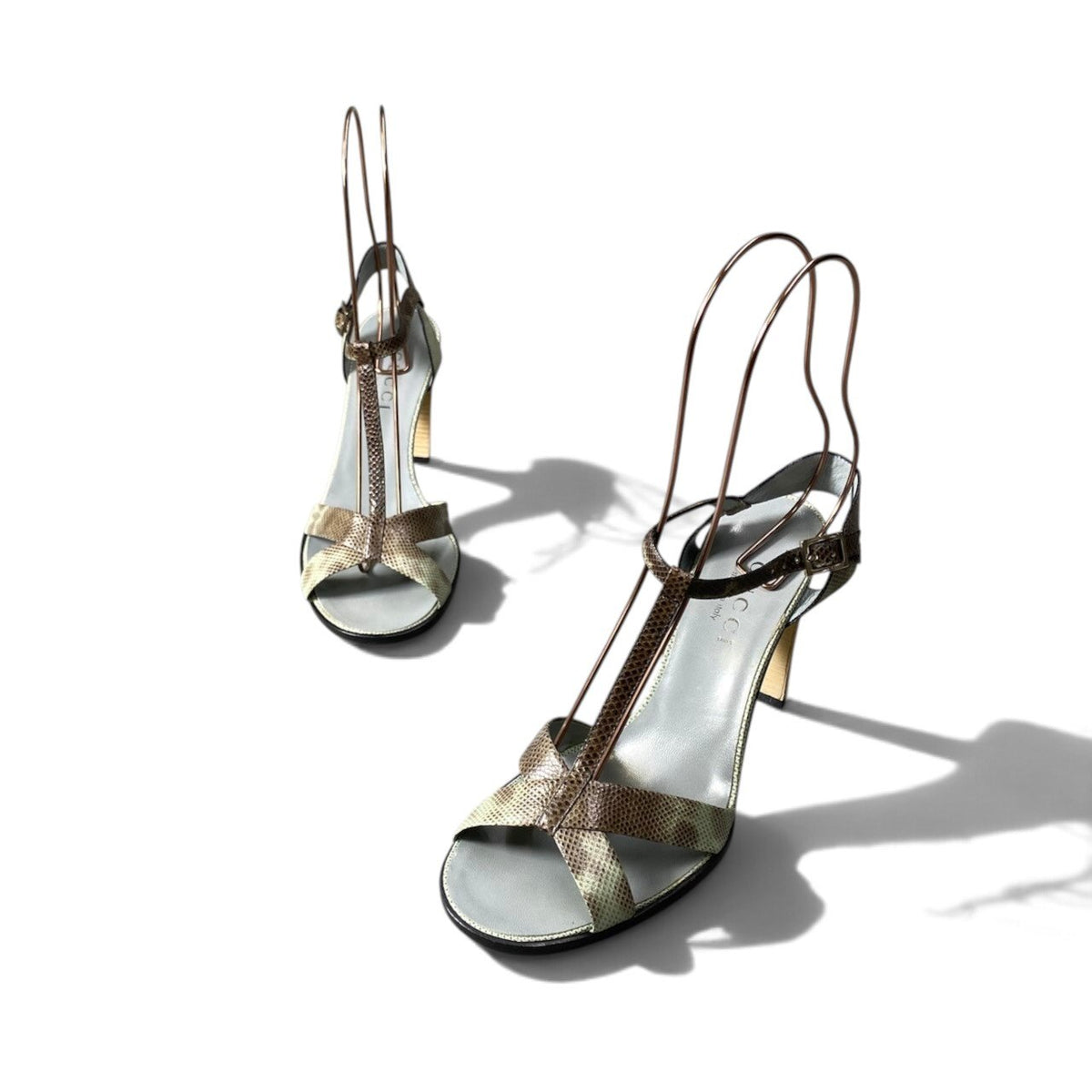 h12GUCCI Tom Ford Era Python Heel Sandals Size 36 Women'sk02i