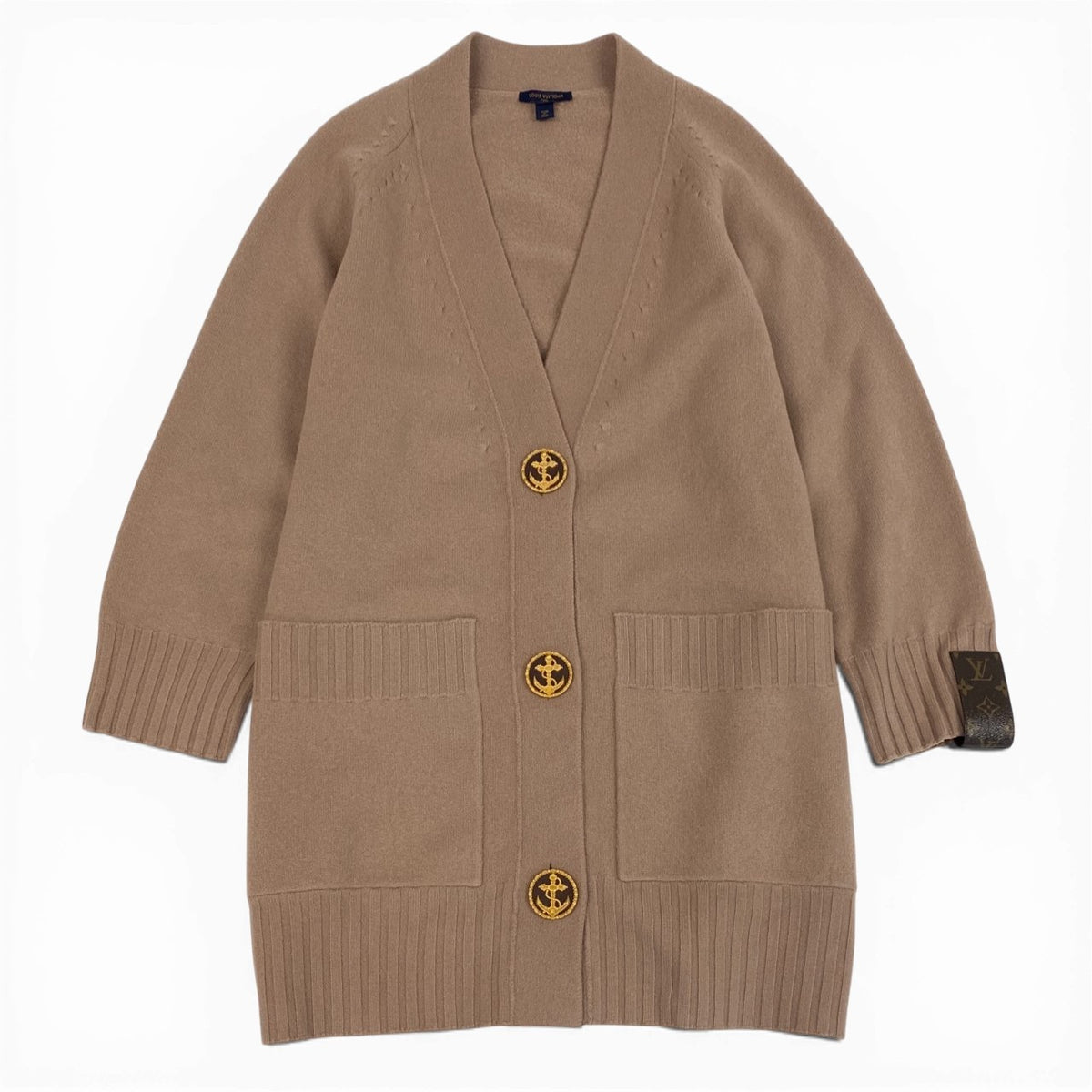 @ S Eb19 LOUIS VUITTON Long Knit Cardigan M Wool Pink Beiget18r