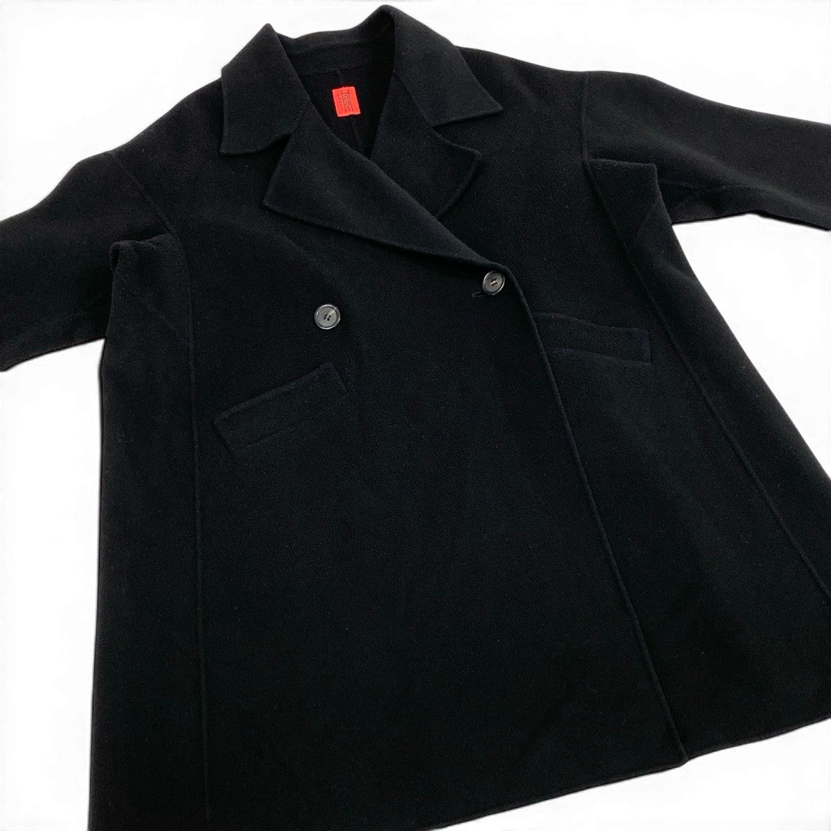 @H Af27 ISSEY MIYAKE Haat Double Breasted Long Wool Coat HA93FA710 Size 2 Black Women's
