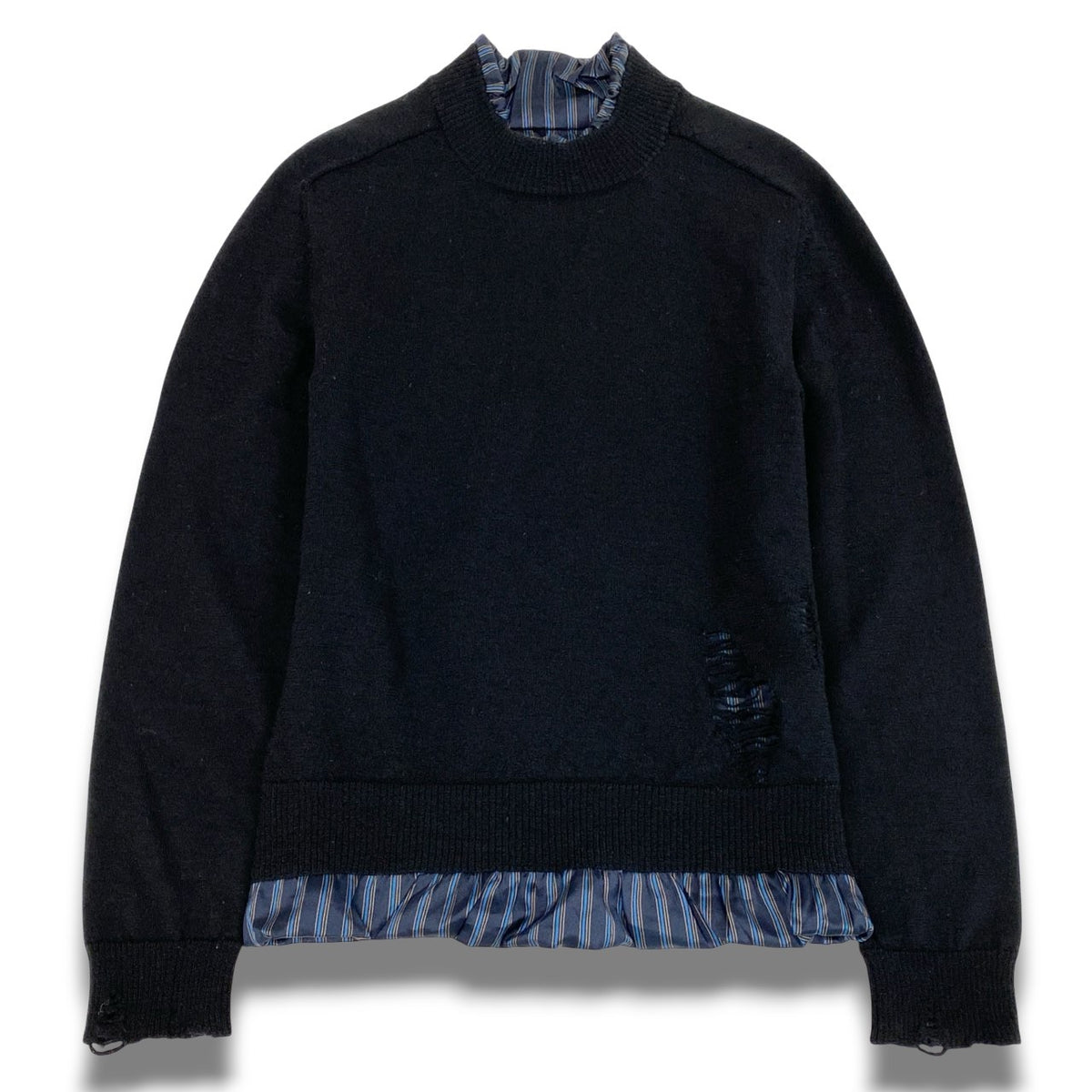 ＠S Ac2 Maison Margiela 2021AW Destroyed Layered Knit Sweater 4 Tags Size S Black Men's Tops Knitk02i