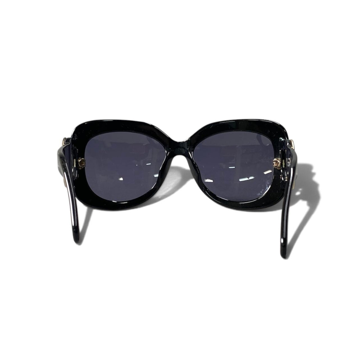 h12 CHANEL CC Logo Sunglasses Eyewear 05253 94305 Black Gold Women'sta1