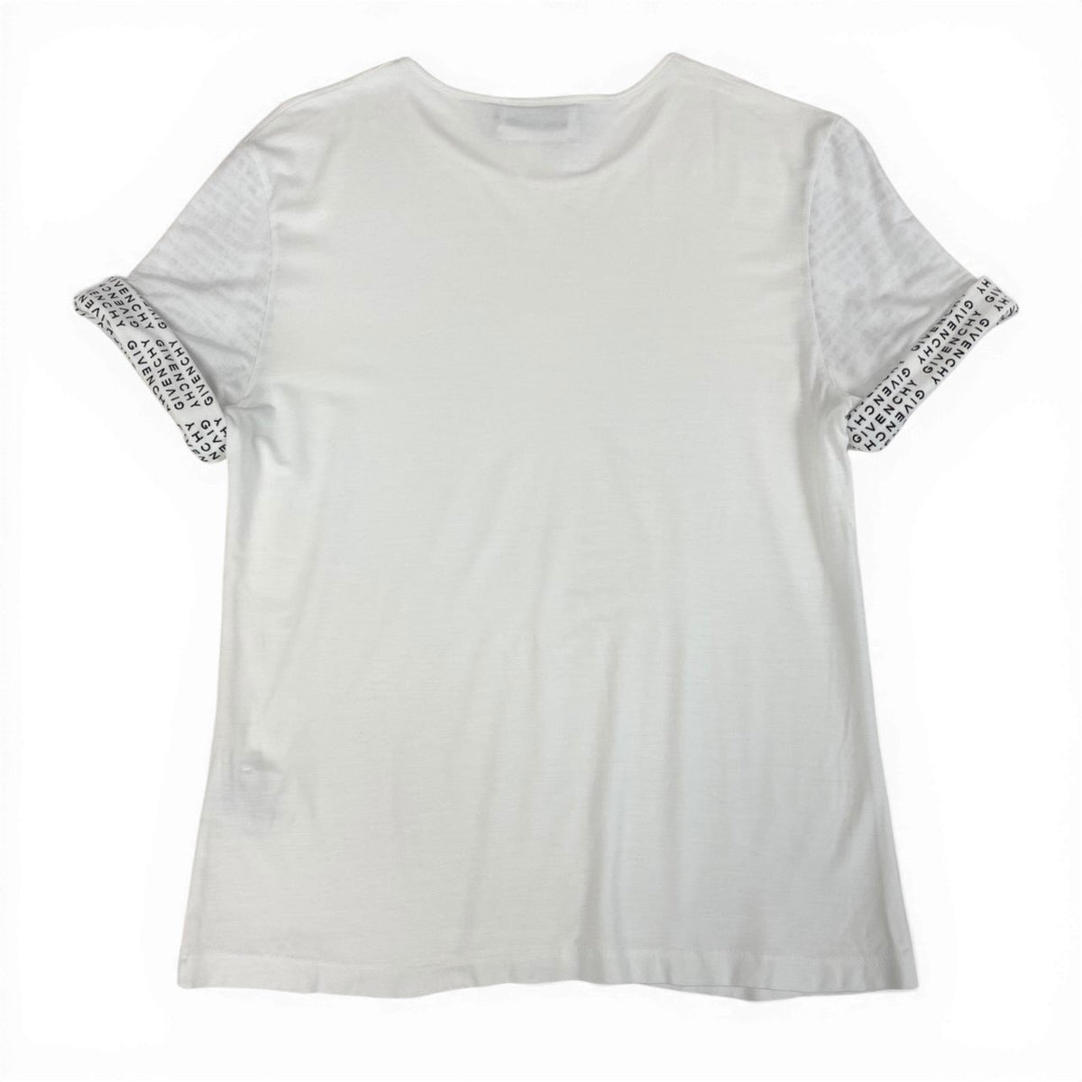 Ic27 GIVENCHY ジバンシー 半袖Tシャツ スリーブブランドロゴ ストレッチ素材 トップスカットソー イタリア製 ホワイト レディース 女性用u02tu02tu02t