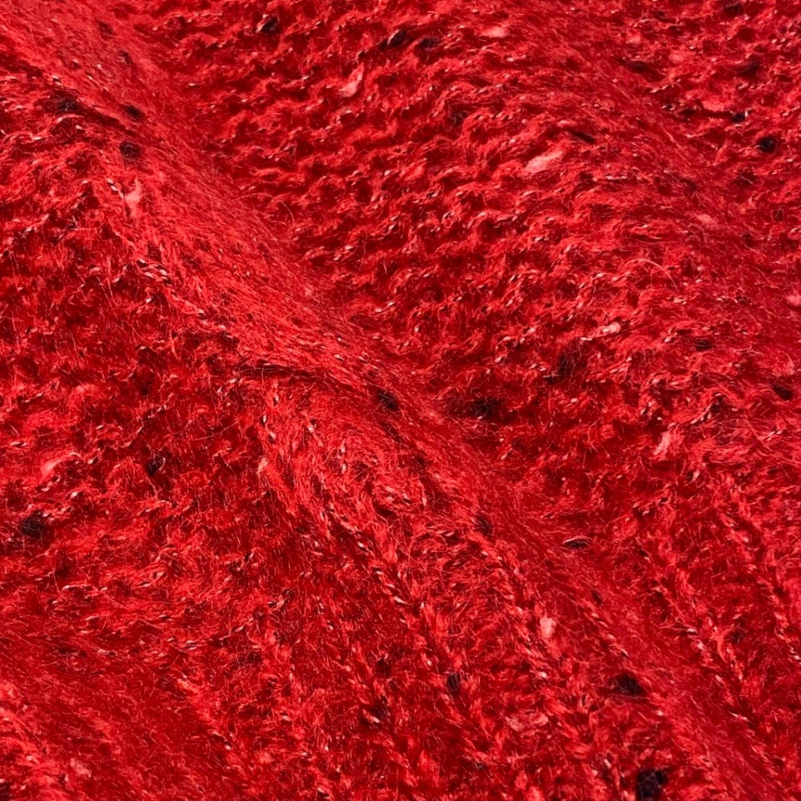 @D Eg6  Christian Dior Ruffle Neck Chunky Knit Wool Sweater Size M Red Women's