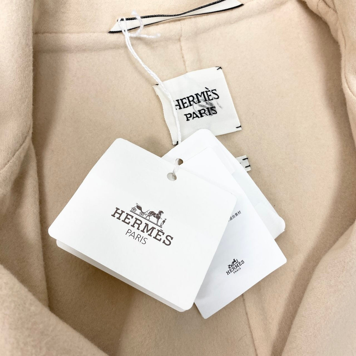 @E HERMES Hermes Double Face Wrap Coat Sleeveless Long Cashmere Pink Beige Size 38 Women NEW w/Tagnu1