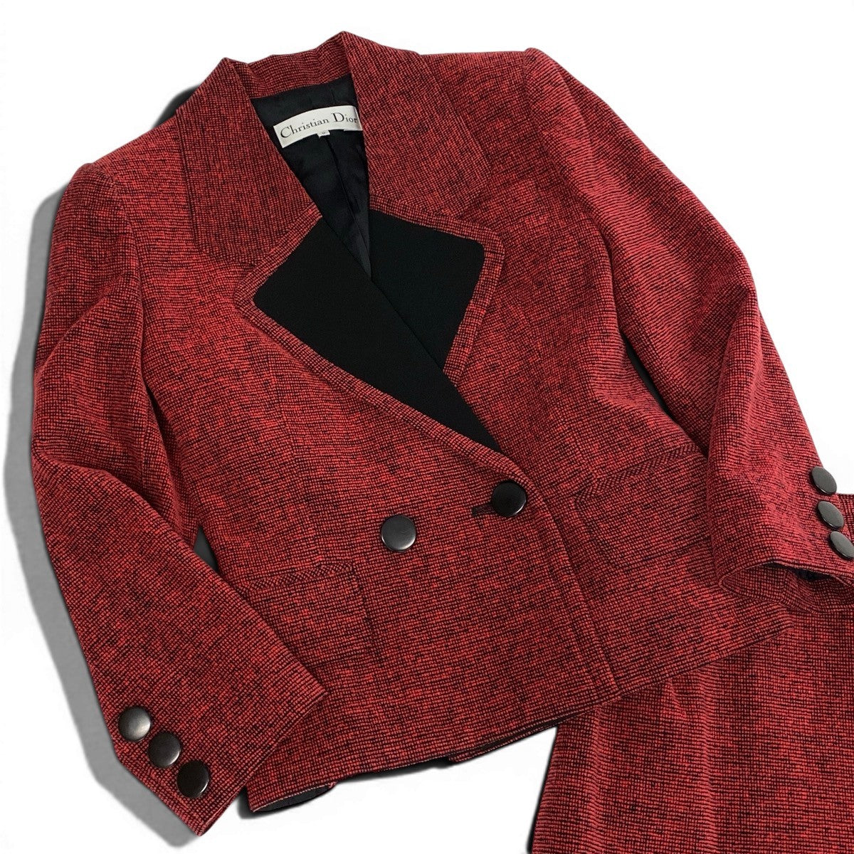 8f5Christian Dior Tweed Skirt Suit Set (Two-tone)u02t