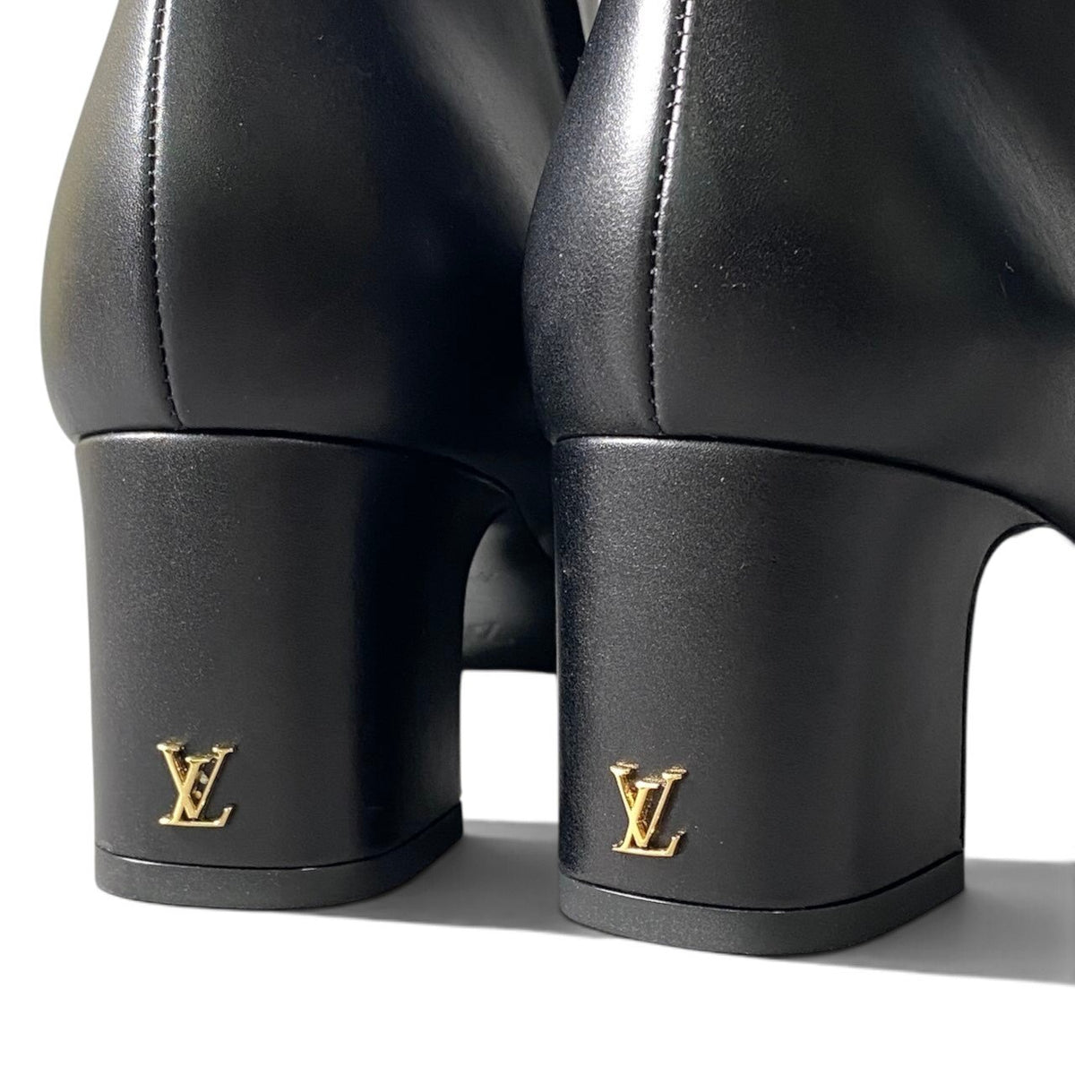 h12Louis Vuitton Donna Line Ankle Boots Black Leather Size 40 Women'sk02i
