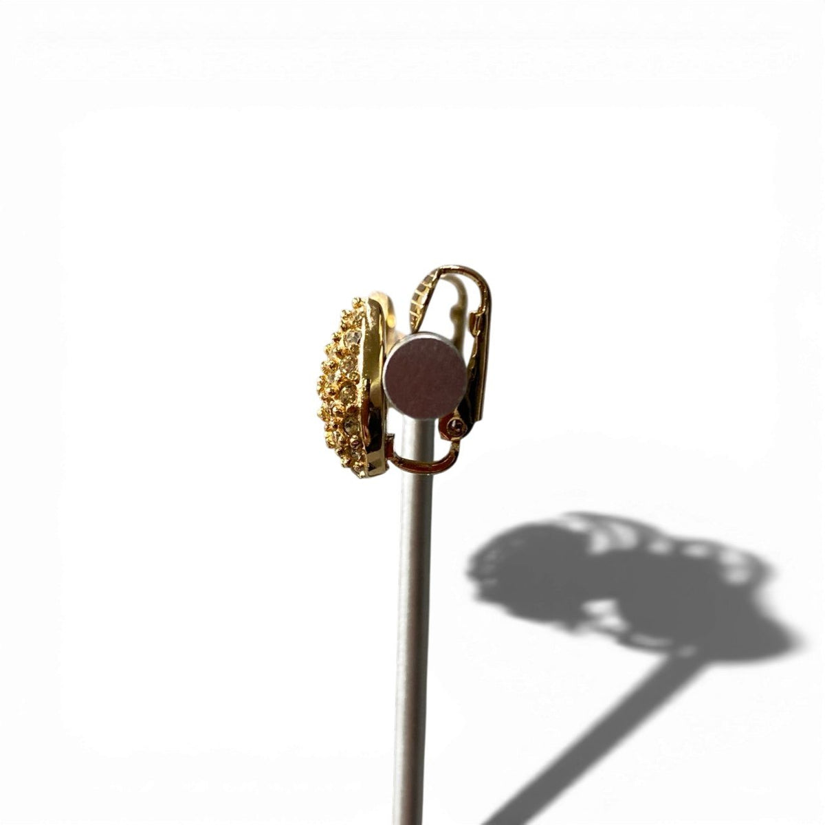 ＠c4 Christian Dior Gold Rhinestone Drop Clip On Earrings Vintage Women Jewelryt18r