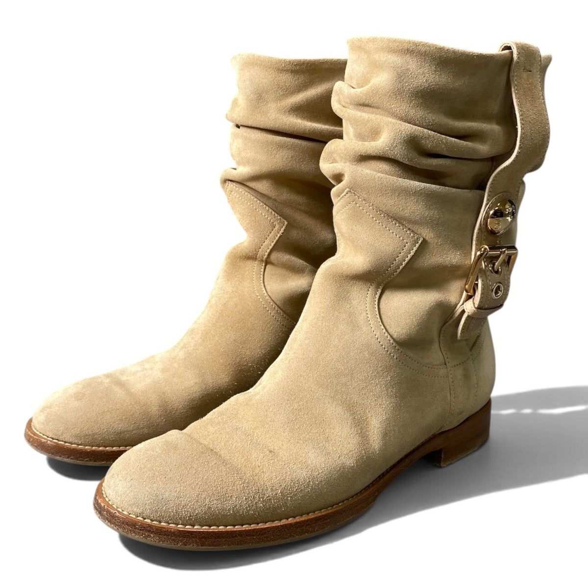h12Louis Vuitton Draped Engineer Boots Suede Size 37 Women'sk02i