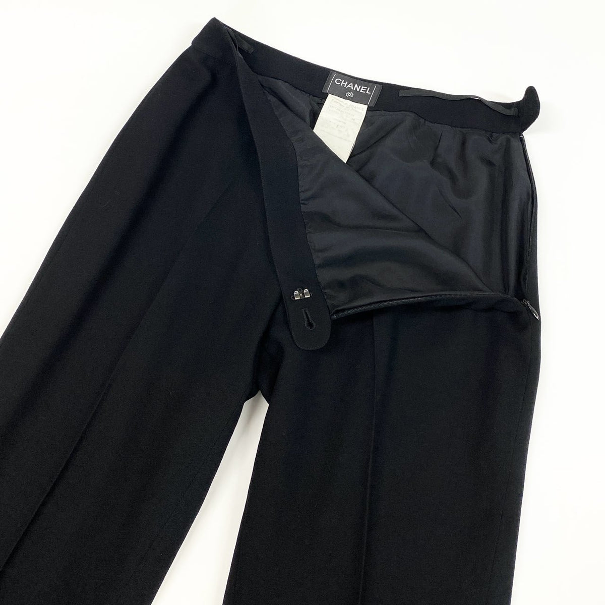 @Cd9 CHANEL 2001 Coco Mark Button Relaxed Slacks Pantsu02t
