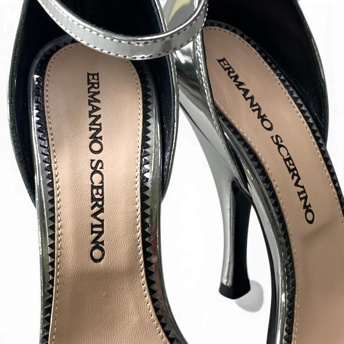 h11ERMANNO SCERVINO Ankle Strap Square Toe Sandals Made in Italy Size 36.5k02i