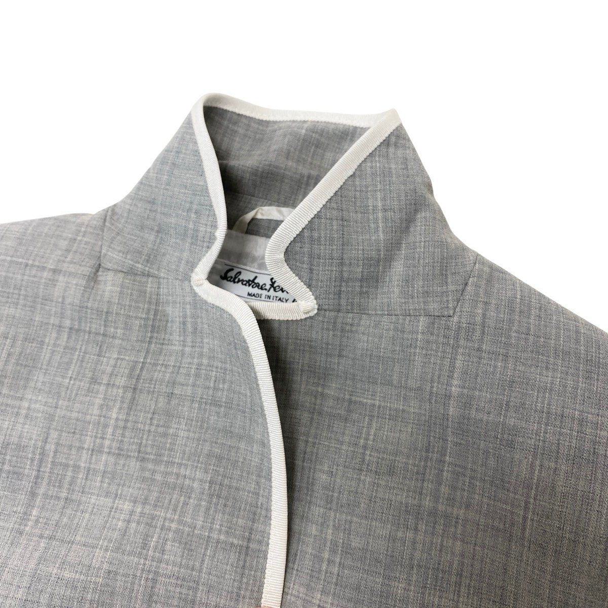 K Eh10Salvatore Ferragamo Tailored Jacket Coat Light Gray Women’s Italy Luxury