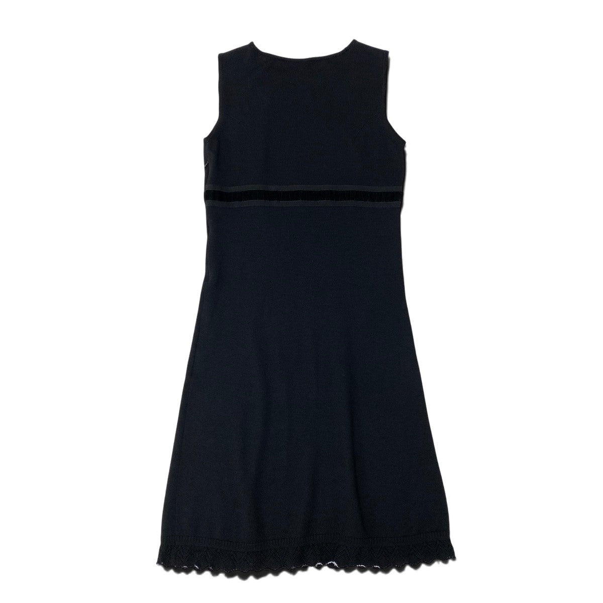 @Eh10 Salvatore Ferragamo Sleeveless Wool Blend Knit Dress Black M Women'so07t