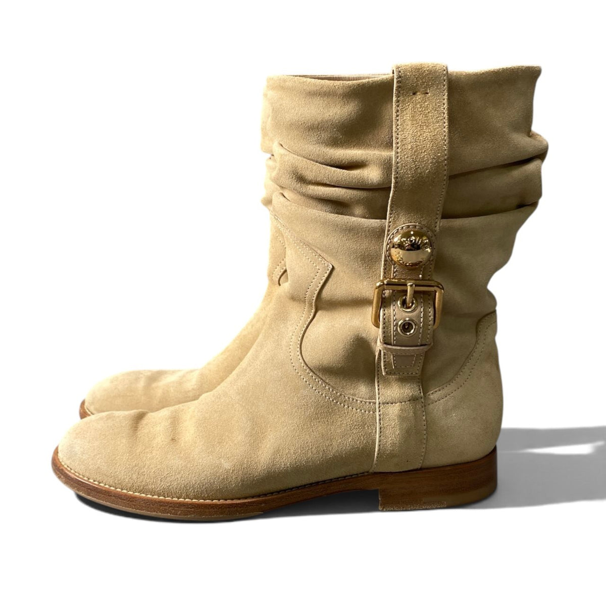 h12Louis Vuitton Draped Engineer Boots Suede Size 37 Women'sk02i
