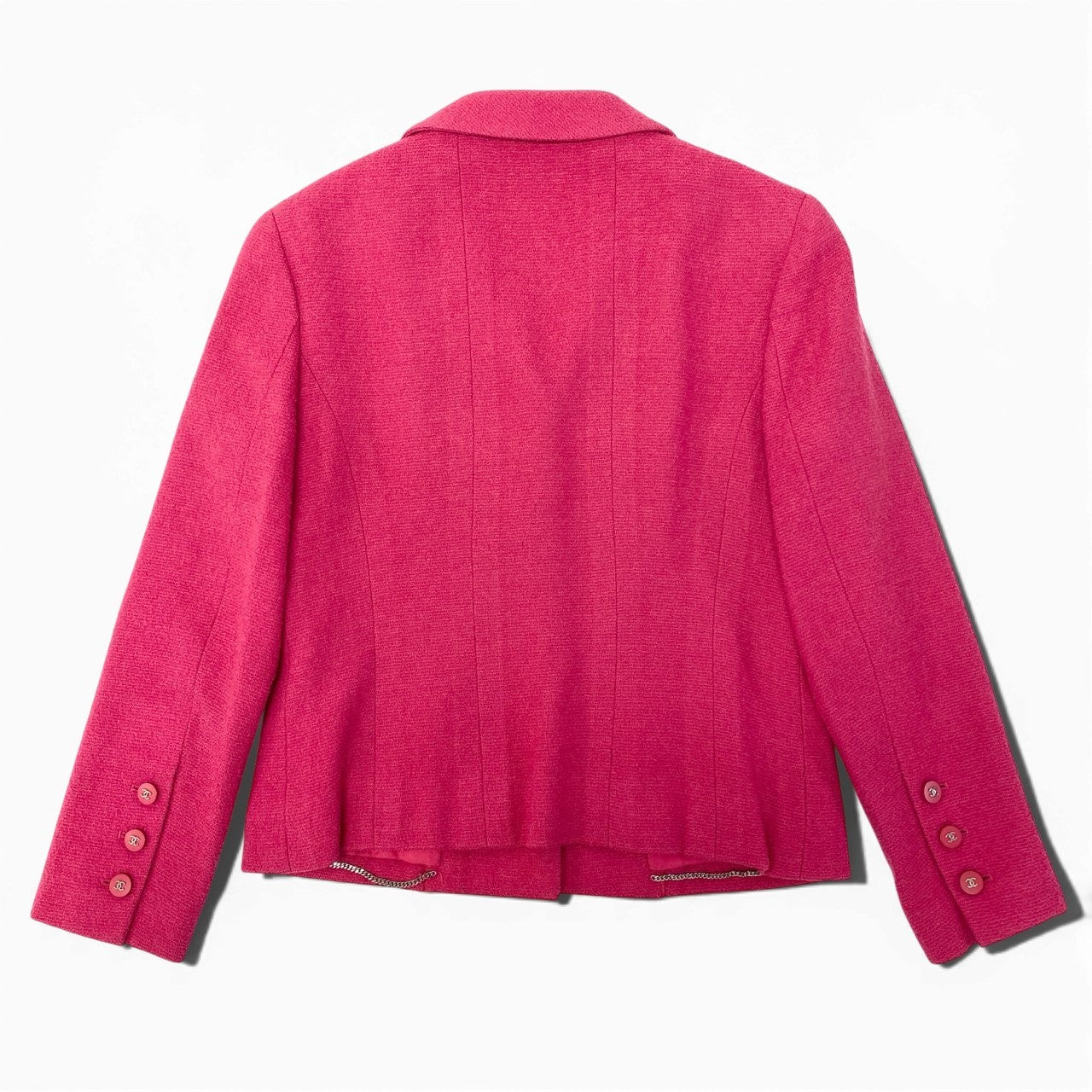 @ Ca28 CHANEL 1996 Vintage Tweed Jacket CC Button Pink 38 P06647u02t