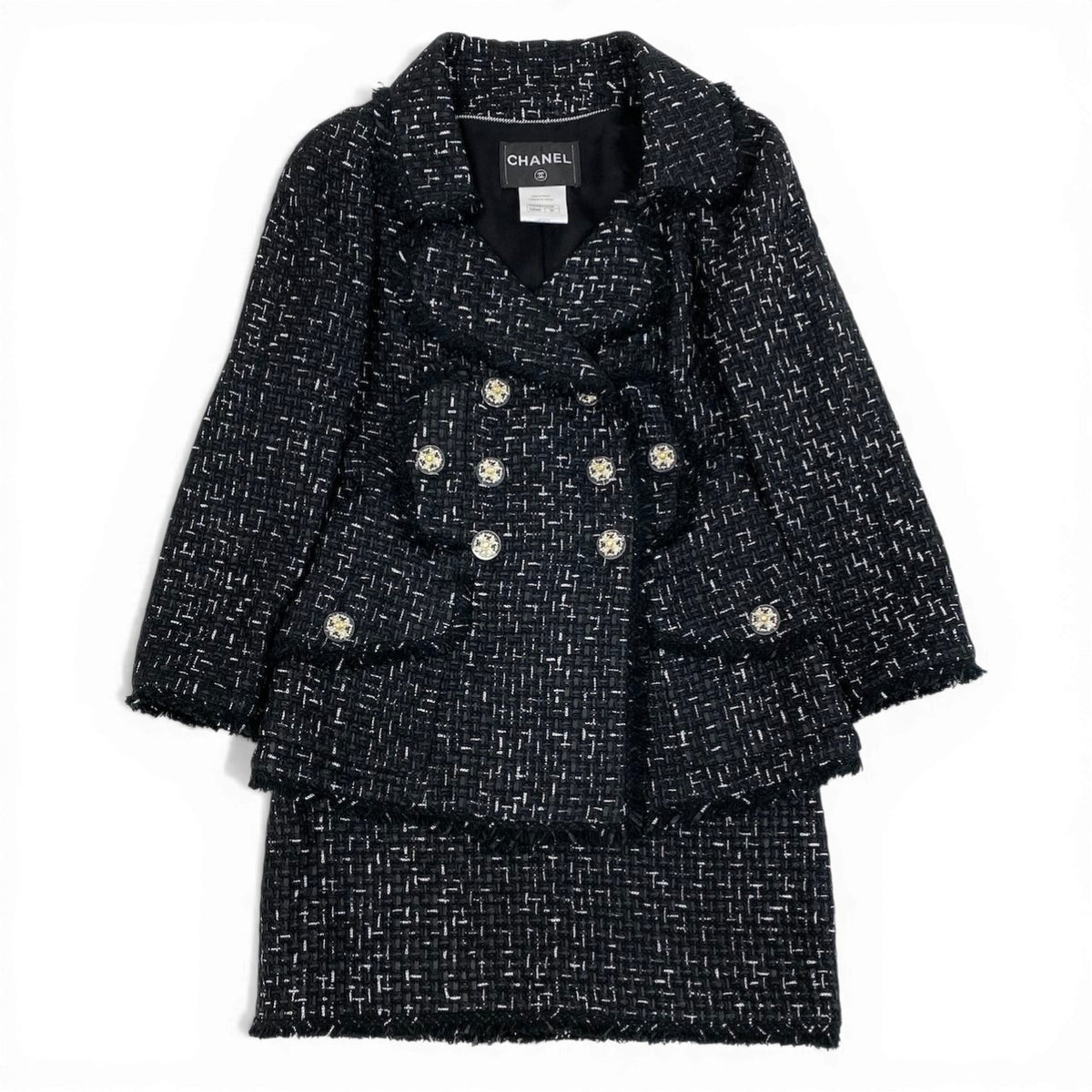 C@Cc31 CHANEL Logo Ribbon Lesage Double Tweed Setupt18r